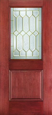 WDMA 34x80 Door (2ft10in by 6ft8in) Exterior Mahogany Fiberglass Impact HVHZ Door 1/2 Lite 1 Panel Crystalline 6ft8in 1