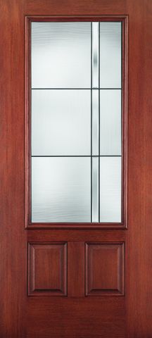 WDMA 34x80 Door (2ft10in by 6ft8in) Exterior Mahogany Fiberglass Impact HVHZ Door 3/4 Lite 2 Panel Axis 6ft8in 1