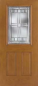 WDMA 34x80 Door (2ft10in by 6ft8in) Exterior Oak Fiberglass Impact Door 1/2 Lite Saratoga 6ft8in 1