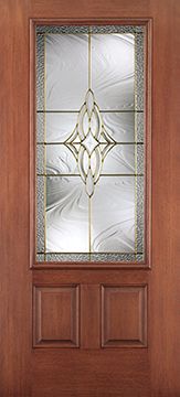 WDMA 34x80 Door (2ft10in by 6ft8in) Exterior Mahogany Fiberglass Impact Door 3/4 Lite 2 Panel Wellesley 6ft8in 1