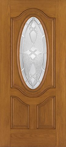 WDMA 34x80 Door (2ft10in by 6ft8in) Exterior Oak Fiberglass Door 3/4 Deluxe Oval Lite 2 Panel 6ft8in 1