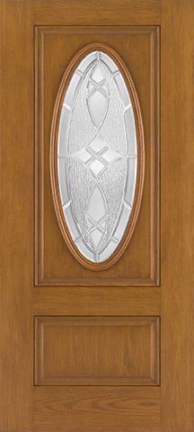 WDMA 34x80 Door (2ft10in by 6ft8in) Exterior Oak Fiberglass Door 3/4 Captured Oval Lite 6ft8in 1