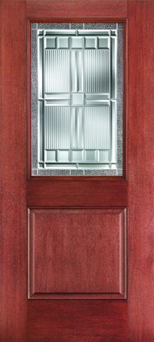 WDMA 34x80 Door (2ft10in by 6ft8in) Exterior Mahogany Fiberglass Impact HVHZ Door 1/2 Lite 1 Panel Saratoga 6ft8in 1