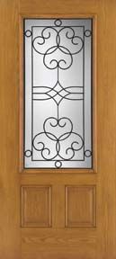 WDMA 34x80 Door (2ft10in by 6ft8in) Exterior Oak Fiberglass Impact Door 3/4 Lite Salinas 6ft8in 1
