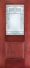 WDMA 34x80 Door (2ft10in by 6ft8in) Exterior Mahogany Fiberglass Impact HVHZ Door 1/2 Lite 1 Panel Maple Park 6ft8in 1