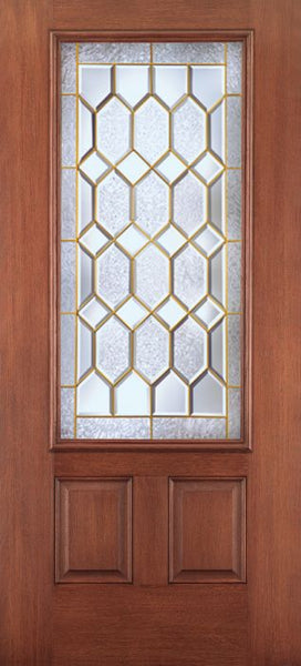 WDMA 34x80 Door (2ft10in by 6ft8in) Exterior Mahogany Fiberglass Impact Door 3/4 Lite 2 Panel Crystalline 6ft8in 1