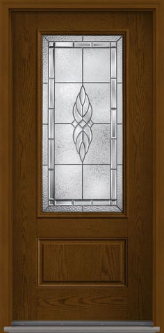 WDMA 34x80 Door (2ft10in by 6ft8in) Exterior Oak Kensington 3/4 Lite 1 Panel Fiberglass Single Door 1