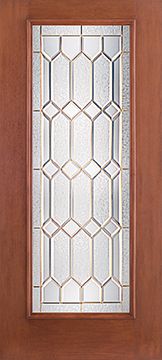 WDMA 34x80 Door (2ft10in by 6ft8in) Exterior Mahogany Fiberglass Impact Door Full Lite With Stile Lines Crystalline 6ft8in 1