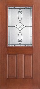 WDMA 34x80 Door (2ft10in by 6ft8in) Exterior Mahogany Fiberglass Impact Door 1/2 Lite 2 Panel Blackstone 6ft8in 1