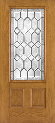 WDMA 34x80 Door (2ft10in by 6ft8in) Exterior Oak Fiberglass Impact Door 3/4 Lite 6ft8in Crystalline 2
