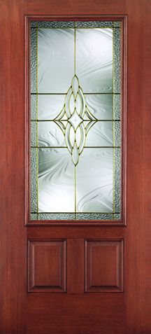 WDMA 34x80 Door (2ft10in by 6ft8in) Exterior Mahogany Fiberglass Impact HVHZ Door 3/4 Lite 2 Panel Wellesley 6ft8in 1