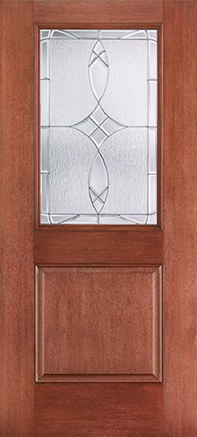 WDMA 34x80 Door (2ft10in by 6ft8in) Exterior Mahogany Fiberglass Impact Door 1/2 Lite 1 Panel Blackstone 6ft8in 1