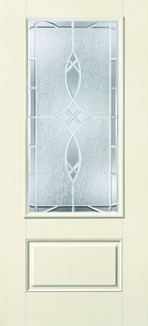 WDMA 34x80 Door (2ft10in by 6ft8in) Exterior Smooth Fiberglass Impact Door 3/4 Lite 1 Panel Blackstone 6ft8in 1