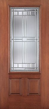 WDMA 34x80 Door (2ft10in by 6ft8in) Exterior Mahogany Fiberglass Impact Door 3/4 Lite 2 Panel Saratoga 6ft8in 1