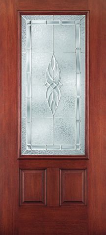 WDMA 34x80 Door (2ft10in by 6ft8in) Exterior Mahogany Fiberglass Impact HVHZ Door 3/4 Lite 2 Panel Kensington 6ft8in 1