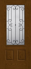 WDMA 34x80 Door (2ft10in by 6ft8in) Exterior Oak Riserva 3/4 Lite 2 Panel Fiberglass Single Door 1