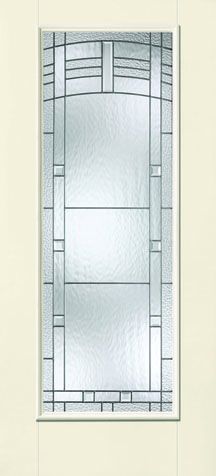 WDMA 34x80 Door (2ft10in by 6ft8in) Exterior Smooth Fiberglass Impact Door Full Lite With Stile Lines Maple Park 6ft8in 1