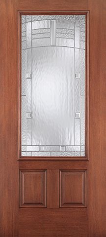 WDMA 34x80 Door (2ft10in by 6ft8in) Exterior Mahogany Fiberglass Impact Door 3/4 Lite 2 Panel Maple Park 6ft8in 2
