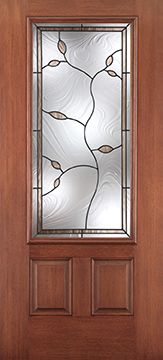 WDMA 34x80 Door (2ft10in by 6ft8in) Exterior Mahogany Fiberglass Impact Door 3/4 Lite 2 Panel Avonlea 6ft8in 1