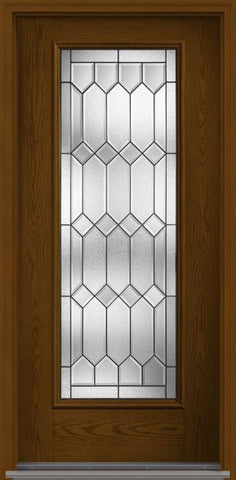 WDMA 34x80 Door (2ft10in by 6ft8in) Exterior Oak Crystalline Full Lite W/ Stile Lines Fiberglass Single Door 1