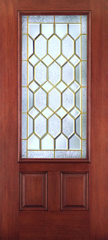 WDMA 34x80 Door (2ft10in by 6ft8in) Exterior Mahogany Fiberglass Impact HVHZ Door 3/4 Lite 2 Panel Crystalline 6ft8in 1