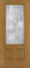 WDMA 34x80 Door (2ft10in by 6ft8in) Exterior Oak Fiberglass Impact Door 3/4 Lite Kensington 6ft8in 1