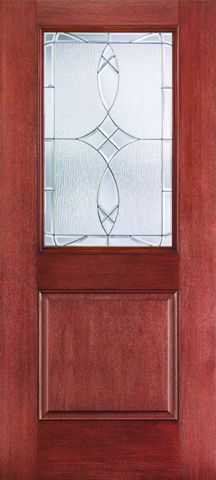 WDMA 34x80 Door (2ft10in by 6ft8in) Exterior Mahogany Fiberglass Impact HVHZ Door 1/2 Lite 1 Panel Blackstone 6ft8in 1