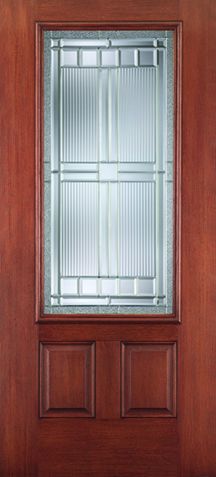 WDMA 34x80 Door (2ft10in by 6ft8in) Exterior Mahogany Fiberglass Impact HVHZ Door 3/4 Lite 2 Panel Saratoga 6ft8in 1