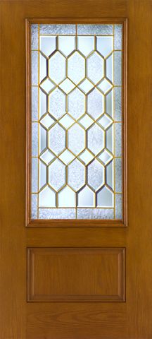 WDMA 34x80 Door (2ft10in by 6ft8in) Exterior Oak Fiberglass Impact Door 3/4 Lite Crystalline 6ft8in 1