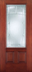 WDMA 34x80 Door (2ft10in by 6ft8in) Exterior Mahogany Fiberglass Impact HVHZ Door 3/4 Lite 2 Panel Maple Park 6ft8in 1