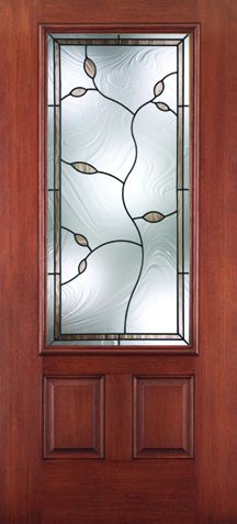 WDMA 34x80 Door (2ft10in by 6ft8in) Exterior Mahogany Fiberglass Impact HVHZ Door 3/4 Lite 2 Panel Avonlea 6ft8in 1