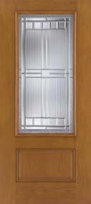 WDMA 34x80 Door (2ft10in by 6ft8in) Exterior Oak Fiberglass Impact Door 3/4 Lite Saratoga 6ft8in 1