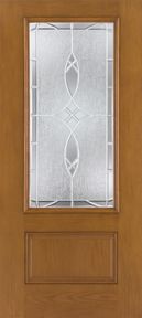 WDMA 34x80 Door (2ft10in by 6ft8in) Exterior Oak Fiberglass Impact Door 3/4 Lite Blackstone 6ft8in 1