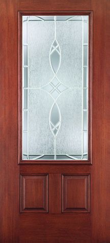 WDMA 34x80 Door (2ft10in by 6ft8in) Exterior Mahogany Fiberglass Impact HVHZ Door 3/4 Lite 2 Panel Blackstone 6ft8in 1