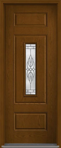 WDMA 34x96 Door (2ft10in by 8ft) Exterior Oak Kensington 8ft Center Lite 3 Panel Fiberglass Single Door 1