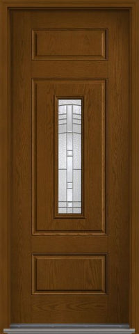 WDMA 34x96 Door (2ft10in by 8ft) Exterior Oak Maple Park 8ft Center Lite 3 Panel Fiberglass Single Door 1