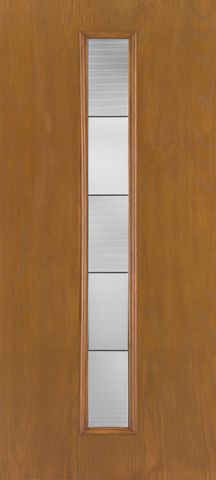 WDMA 34x96 Door (2ft10in by 8ft) Exterior Oak Fiberglass Door 8ft Linea Centered Axis 1