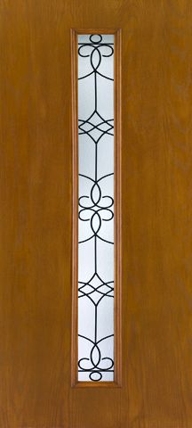 WDMA 34x96 Door (2ft10in by 8ft) Exterior Oak Fiberglass Door 8ft Linea Centered Salinas 1