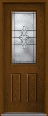 WDMA 34x96 Door (2ft10in by 8ft) Exterior Oak Wellesley 8ft Half Lite 2 Panel Fiberglass Single Door 1