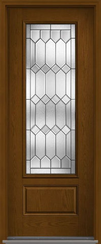 WDMA 34x96 Door (2ft10in by 8ft) Exterior Oak Crystalline 8ft 3/4 Lite 1 Panel Fiberglass Single Door 1