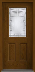 WDMA 34x96 Door (2ft10in by 8ft) Exterior Oak Maple Park 8ft Half Lite 2 Panel Fiberglass Single Door 1