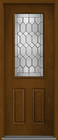 WDMA 34x96 Door (2ft10in by 8ft) Exterior Oak Crystalline 8ft Half Lite 2 Panel Fiberglass Single Door 1