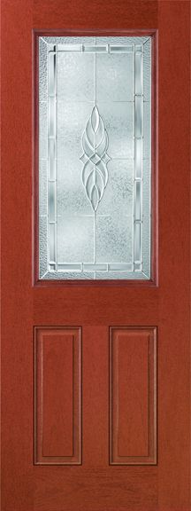 WDMA 34x96 Door (2ft10in by 8ft) Exterior Mahogany Fiberglass Impact Door 8ft 1/2 Lite Kensington 1