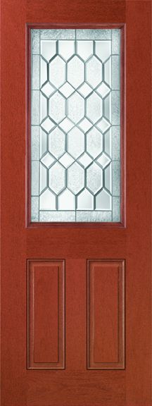 WDMA 34x96 Door (2ft10in by 8ft) Exterior Mahogany Fiberglass Impact Door 8ft 1/2 Lite Crystalline 1
