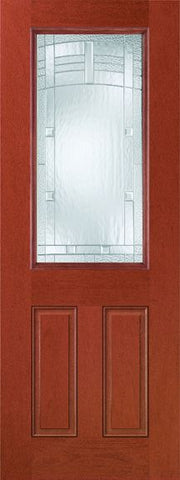 WDMA 34x96 Door (2ft10in by 8ft) Exterior Mahogany Fiberglass Impact Door 8ft 1/2 Lite Maple Park 1