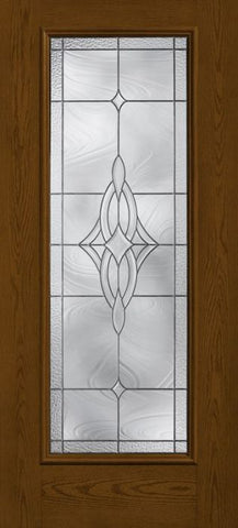 WDMA 34x96 Door (2ft10in by 8ft) Exterior Oak Wellesley 8ft Full Lite W/ Stile Lines Fiberglass Single Door 1