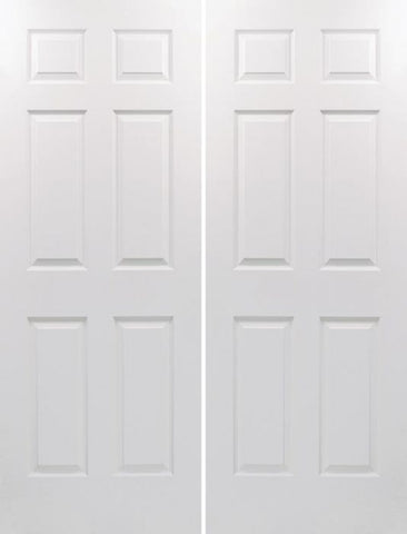 WDMA 36x80 Door (3ft by 6ft8in) Interior Swing Woodgrain 80in Colonist Hollow Core Textured Double Door|1-3/8in Thick 1