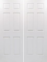 WDMA 36x80 Door (3ft by 6ft8in) Interior Swing Woodgrain 80in Colonist Hollow Core Textured Double Door|1-3/8in Thick 1