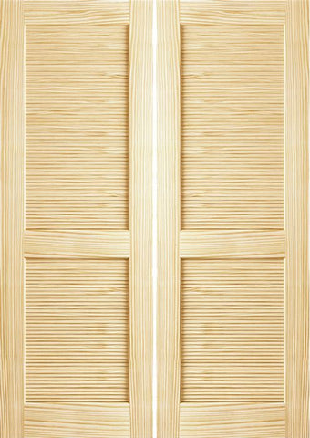 WDMA 36x80 Door (3ft by 6ft8in) Interior Swing Pine 80in Louver/Louver Clear Double Door 1