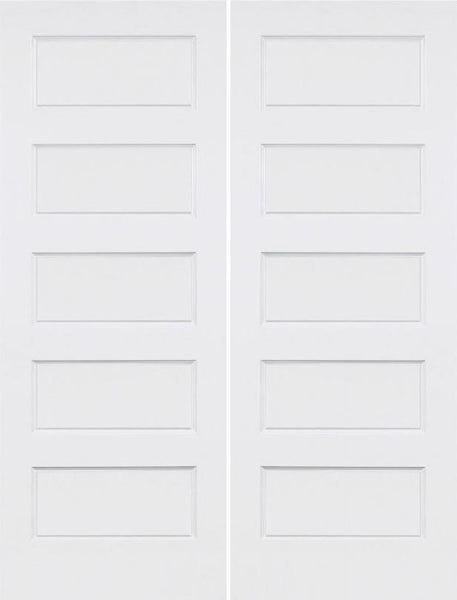 WDMA 36x80 Door (3ft by 6ft8in) Interior Barn Smooth 80in Conmore 5 Panel Shaker Solid Core Double Door|1-3/4in Thick 1